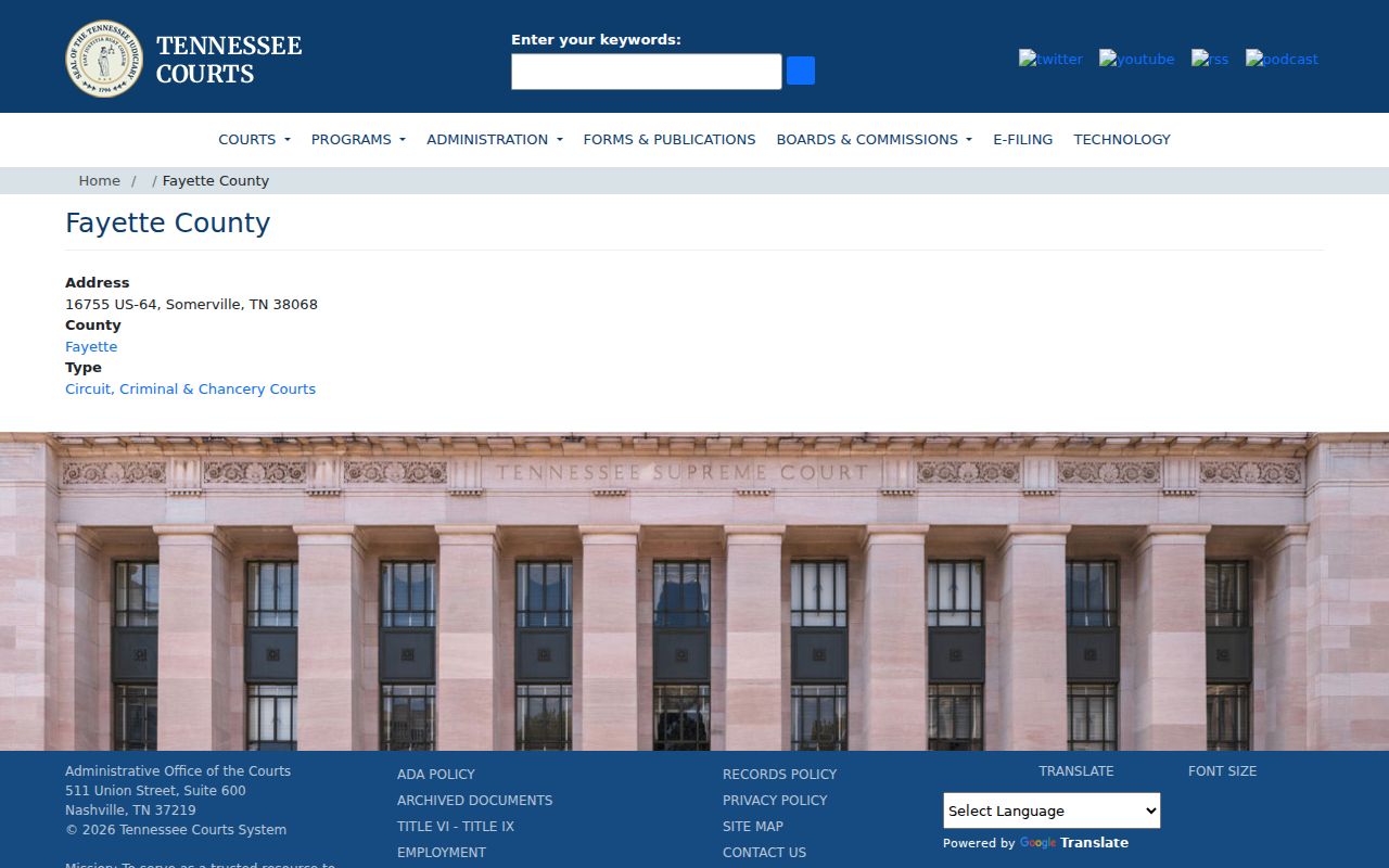 Fayette County court docket courthouse listing