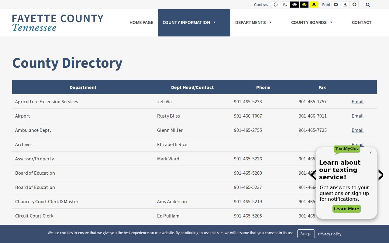 Fayette County court docket official directory