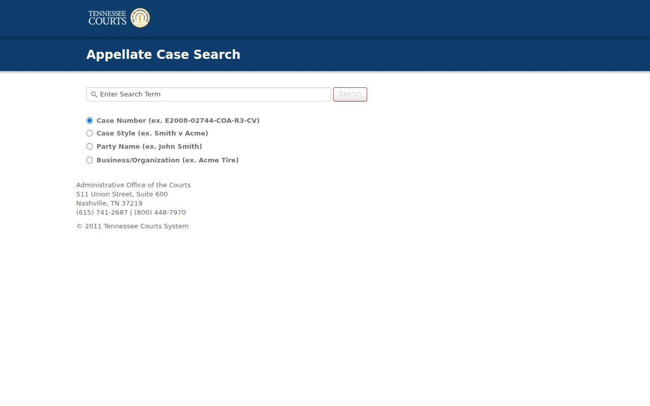 Fayette County court docket appellate search interface