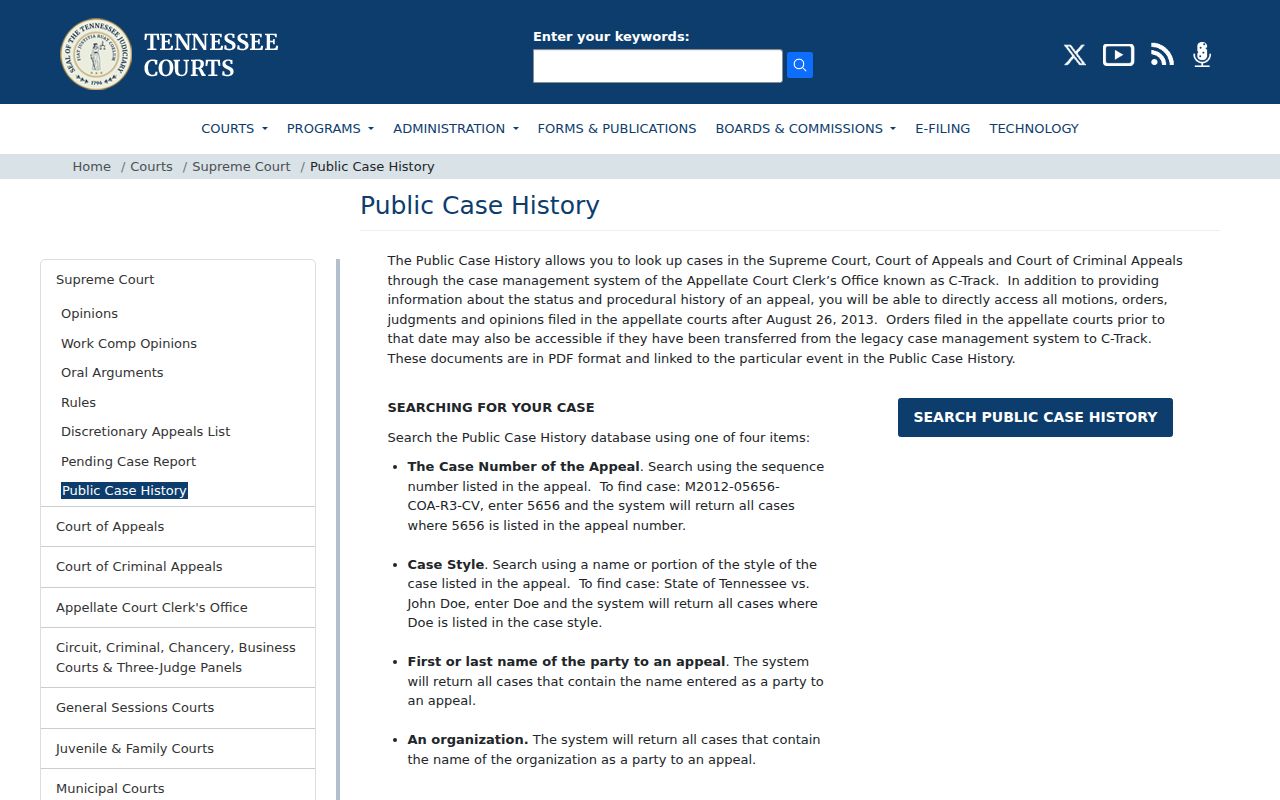 Fayette County case lookup appellate coverage